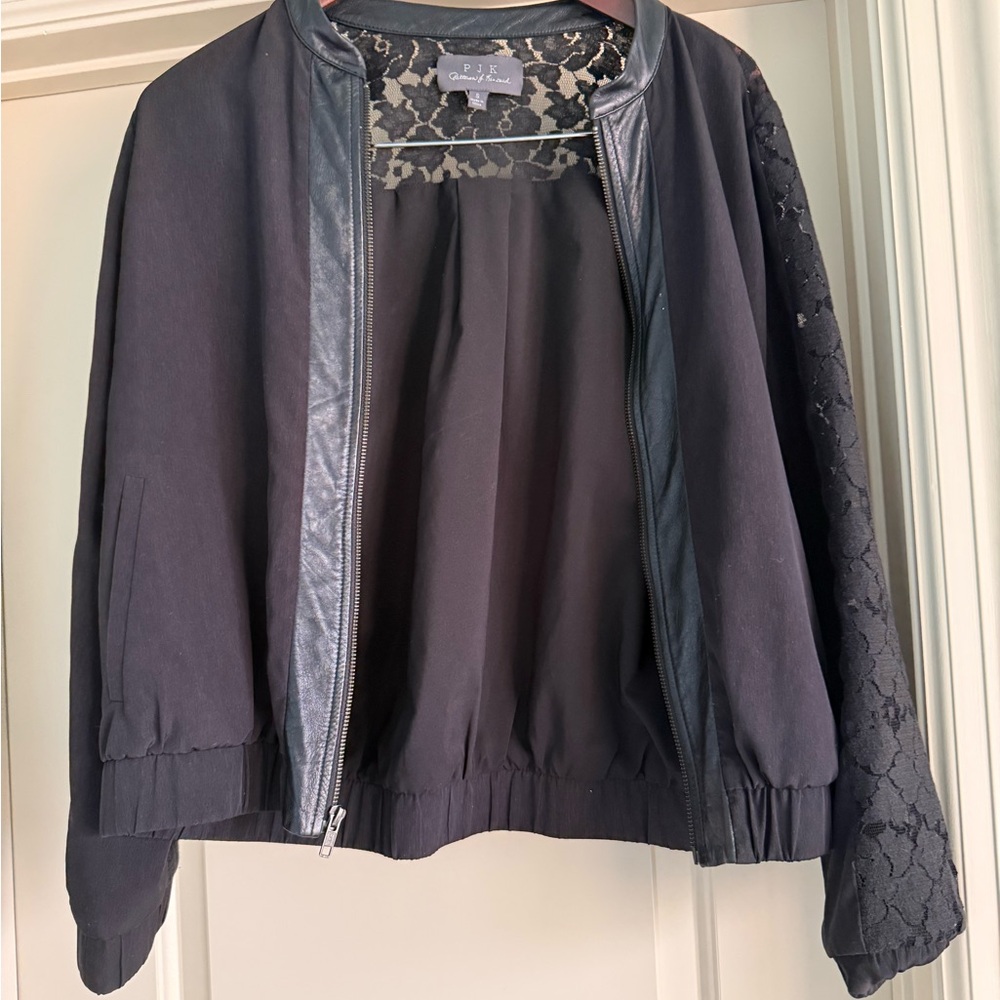 PJK Patterson J. Kincaid Black Lace Bomber Jacket